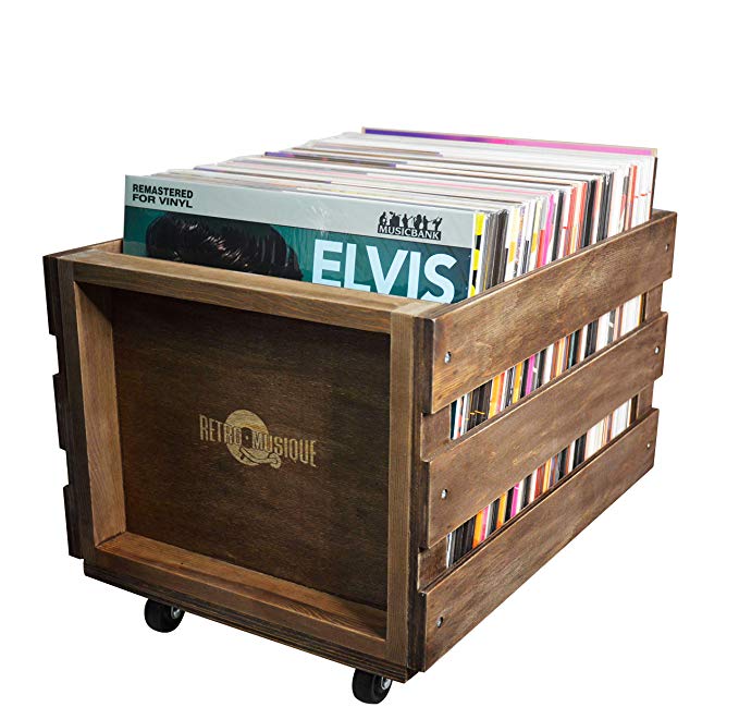 Retro Musique 12" LP Wooden Crate For Storage