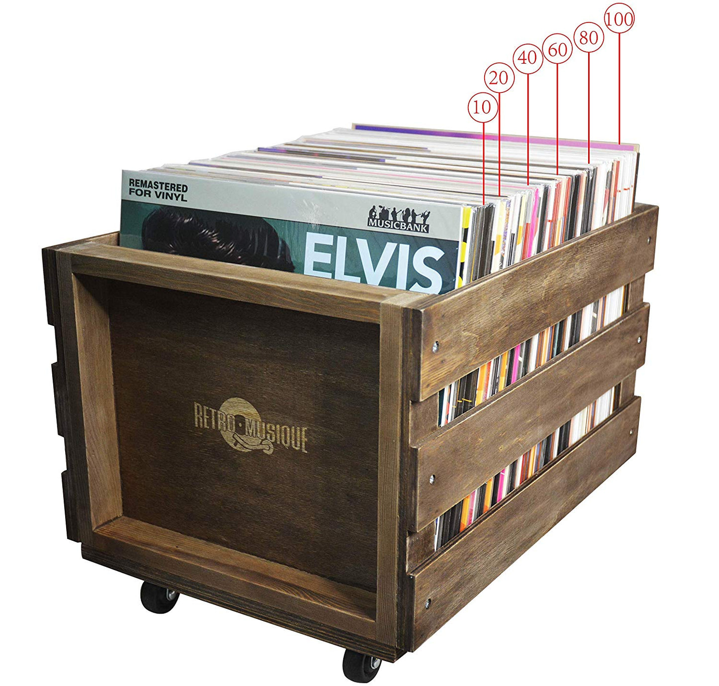Retro Musique 12" LP Wooden Crate For Storage