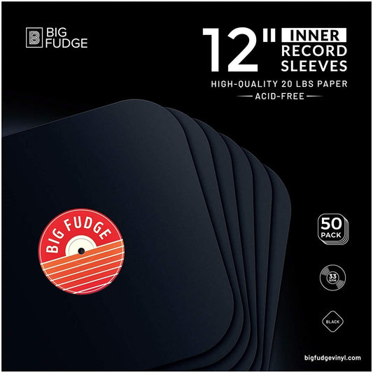 Big Fudge 12" Inner Sleeves High Quality 20Lbs Paper. BLACK 50 pack