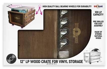 Retro Musique 12" LP Wooden Crate For Storage